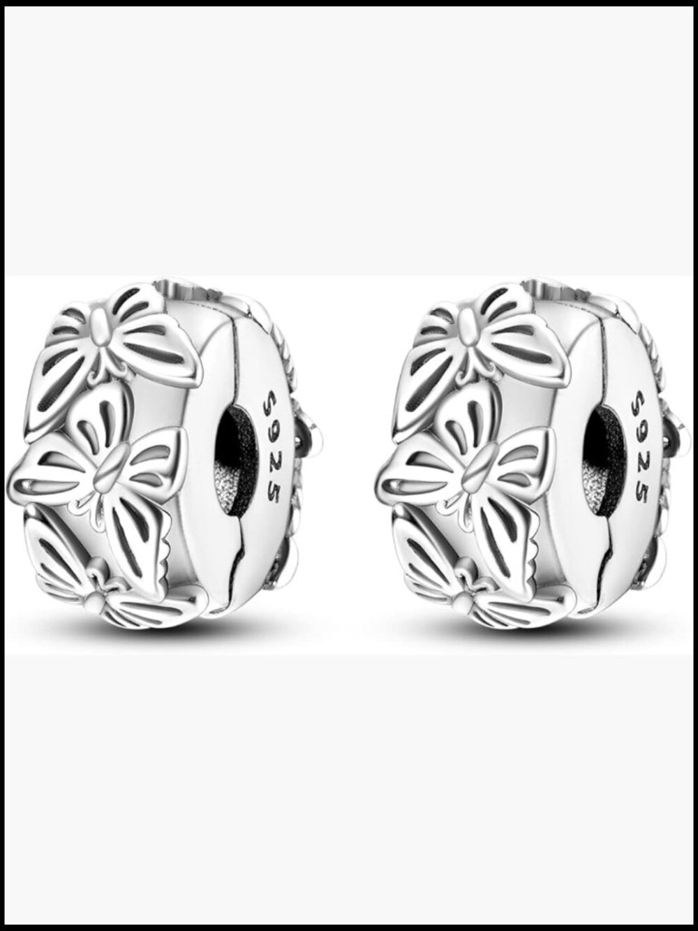 Sterling Silver Charm Stopper Bead Clip Spacer for Bracelet Pave CZ Star Moon